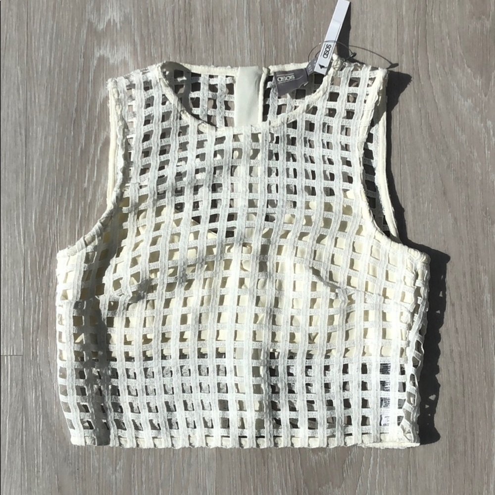 NWOT ASOS white sheer top w/ attached bralett sz4